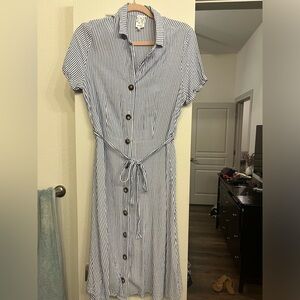 Black and white striped dress